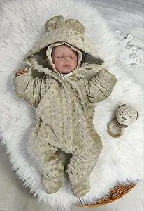 Купити Плюшевий чоловічок, комбінезон та шапочка для новонародженого, теплий сліп бежевий - Фото 1 Плюшевий чоловічок, комбінезон та шапочка для новонародженого, теплий сліп бежевий - Фото 1