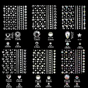 Стрази для рукоділля 900 шт., самоклеючі блискучі камінці для обличчя, блискітки для карнавалу, DIY прикраси для макіяжу обличчя synthetic.ua - Фото 1