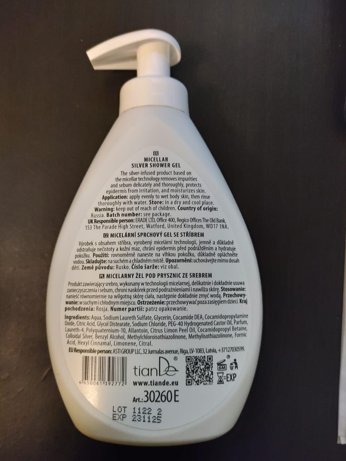 Міцелярний гель для душу TianDe Micelar Silver 30260 300 г, фото №3 Міцелярний гель для душу TianDe Micelar Silver 30260 300 г, фото №3