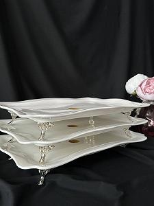 Блюдо на на маленьких срібних ніжках 36х25 см - Фото 1