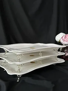 Блюдо на на маленьких срібних ніжках 36х25 см - Фото 1