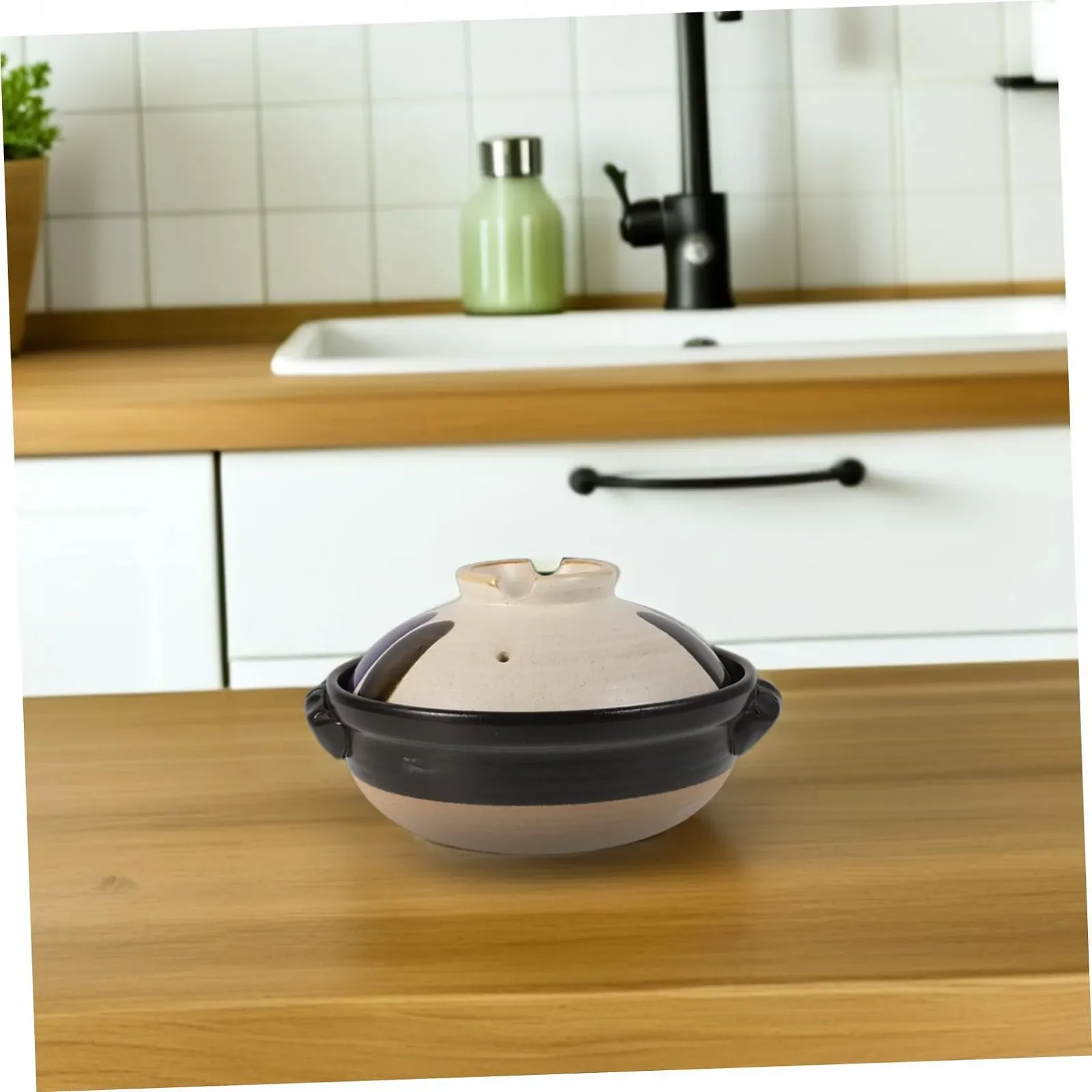 Глиняный горшок Edelstein с крышкой японский стиль термостойкий керамический рисово-бежевый, фото №9