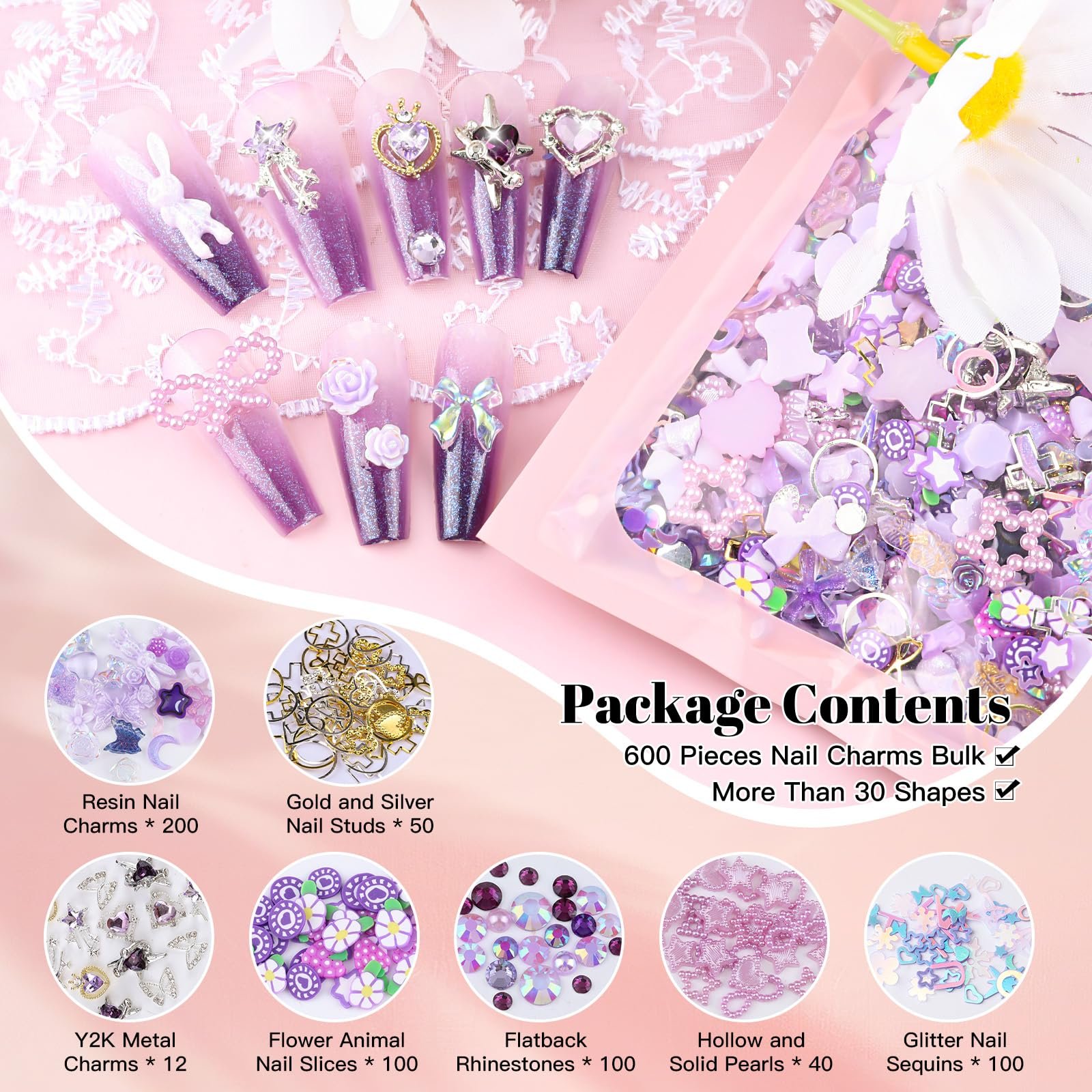 Прикраса для нігтів 3D бантик 600 шт., фото №2