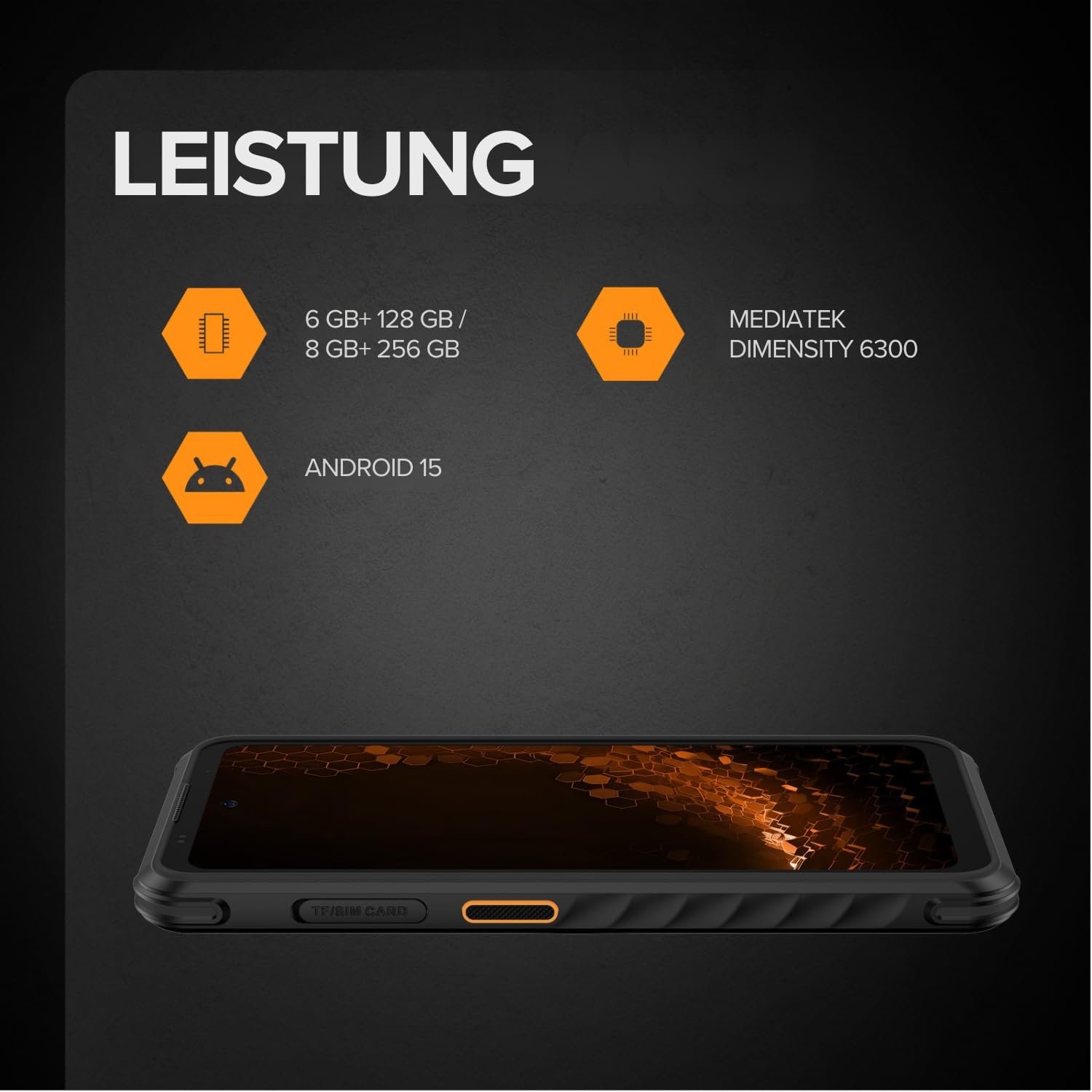 Смартфон Hammer Iron 6 5G 6GB/128GB 6.56-дюймовий 120Hz IP69 6050mAh NFC Чорний, фото №8
