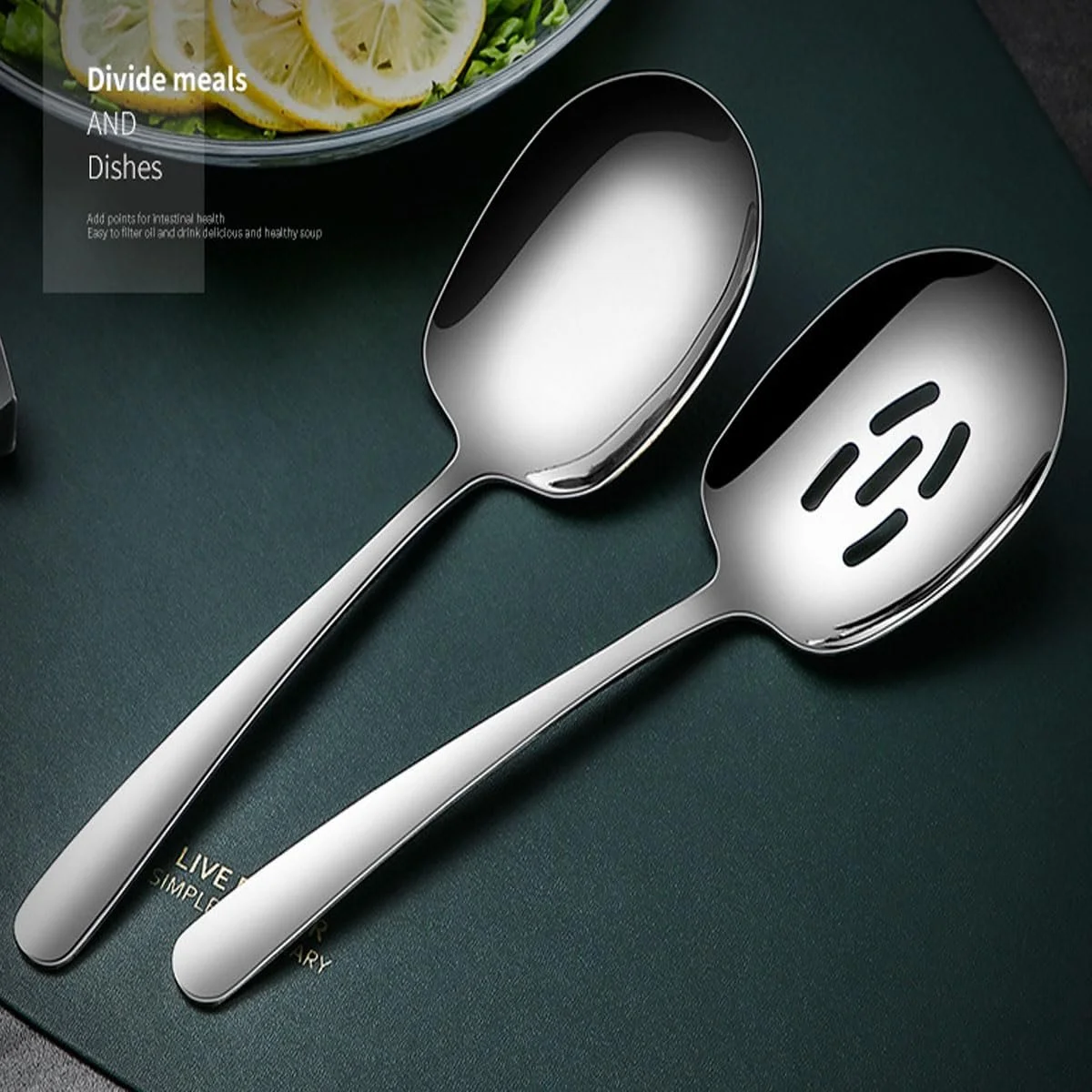 Ложка для сервірування з нержавіючої сталі, набір 2 великі ложки (25 см), фото №6