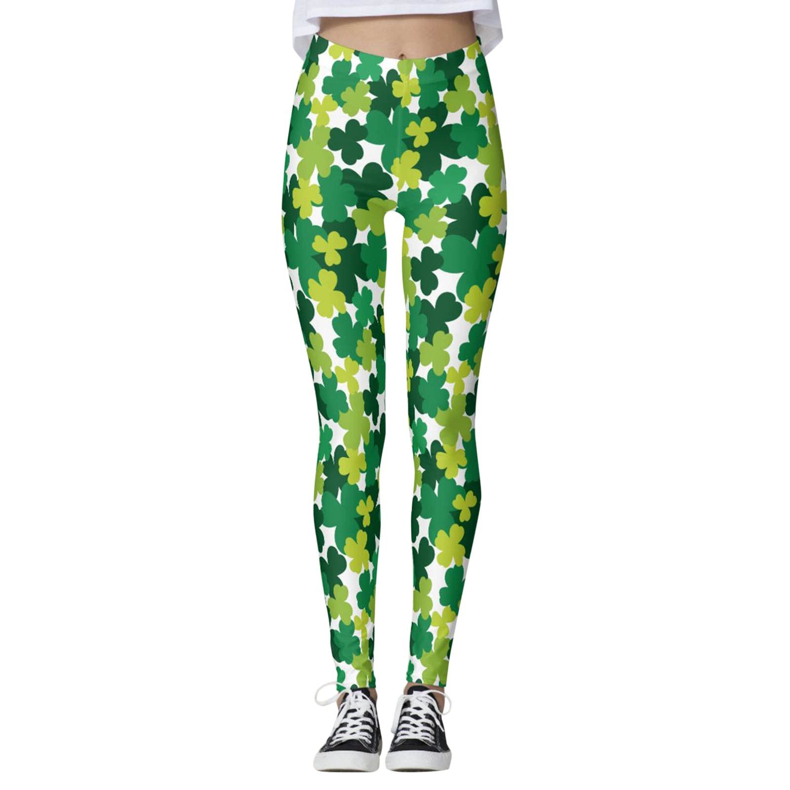 Легінси Жіночі St. Patricks Day Легінси з високою посадкою з принтом конюшини Спортивні легінси Довгі спортивні Для йоги Дихаючі та непрозорі Фітнес Для йоги Для тренувань Костюм на День Святого Патрика, фото №1