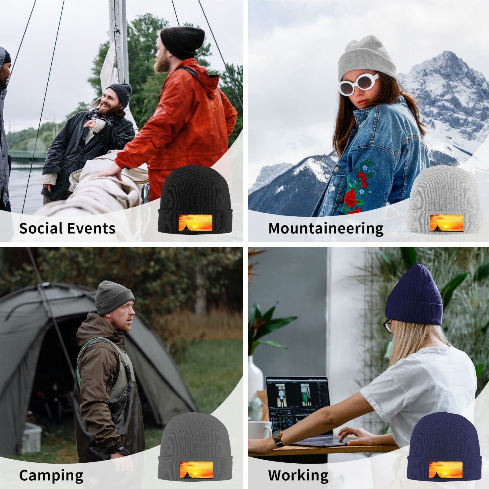 В'язана вовняна шапка з вельветовою вставкою, тепла зимова, фото №9