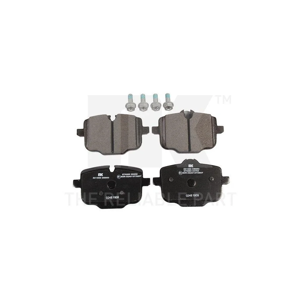 Комплект гальмівних колодок, дискове гальмо NK 221585 для BMW, передня вісь, задня вісь, фото №1