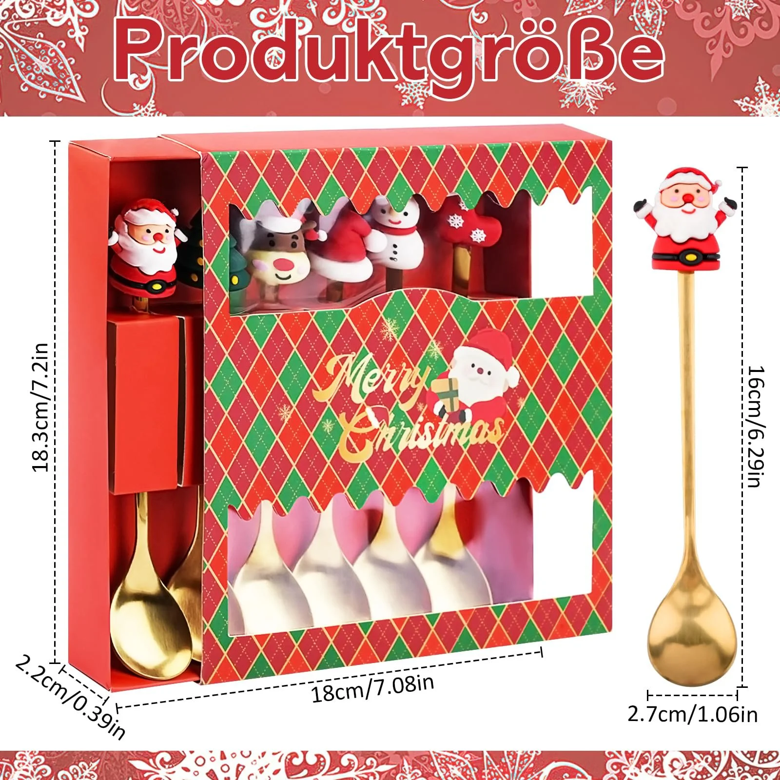 Набір Різдвяних Ложок, 6 штук, фото №2