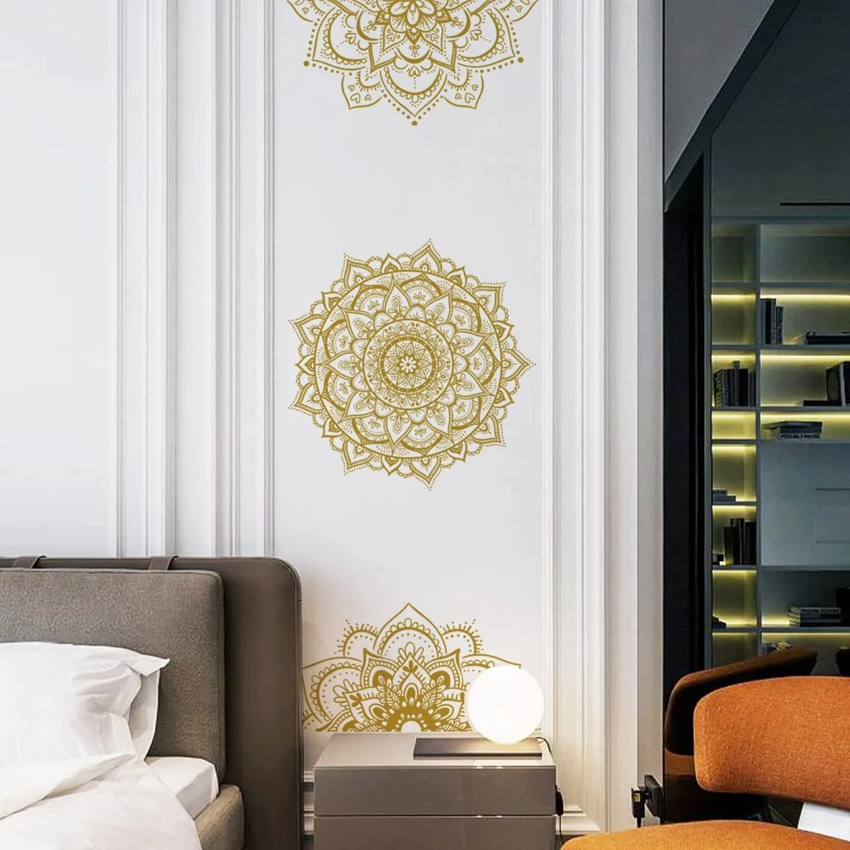 Наклейка на стену COVPAW Мандала 3 Золотисто-желтая 82x83 см, фото №3
