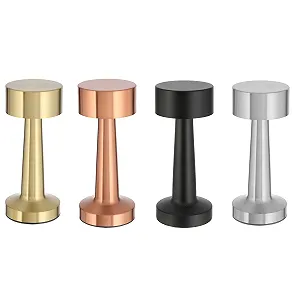 Настільна лампа HAC24 металева акумуляторна сенсорна 3 режими USB димована Золотиста - Фото 1