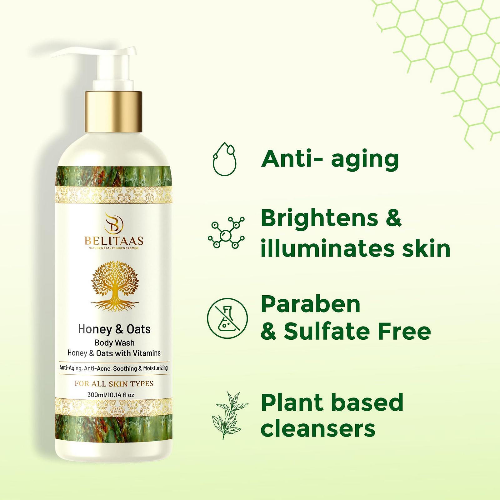 Гель для душу Belitaas Honey & Oats зволожуючий для чутливої шкіри 300 мл, фото №2 Гель для душу Belitaas Honey & Oats зволожуючий для чутливої шкіри 300 мл, фото №2