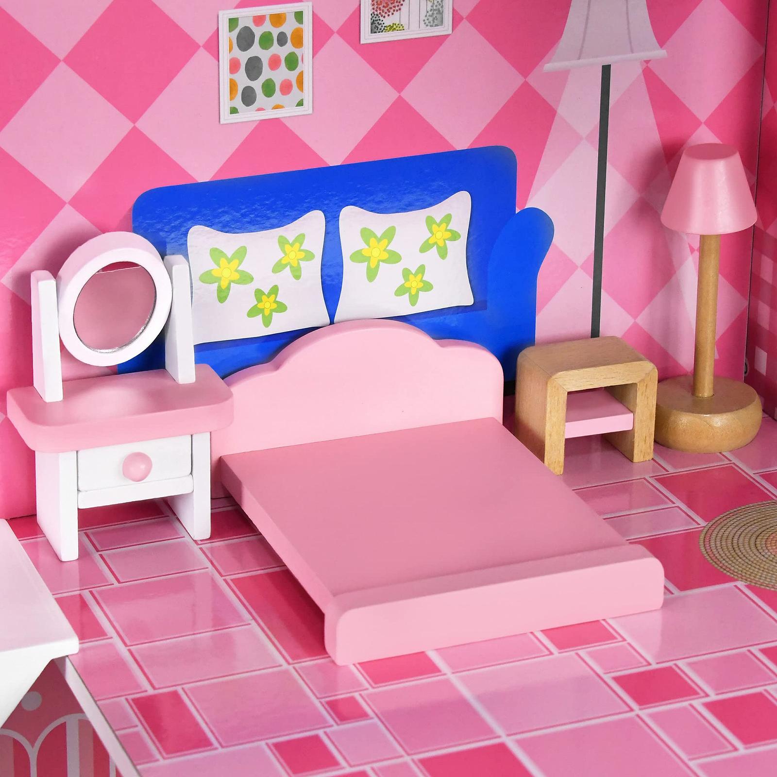 Ляльковий будинок ACXIN Дерев'яний Barbie House Великий Play Set Barbie Dollhouse DIY Ляльковий будинок Playmobil Doll Villa з меблями та аксесуарами, фото №4