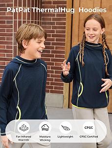 Спортивное худи PATPAT для мальчиков с капюшоном - дышащее, быстросохнущее и согревающее - тренировочная рубашка с длинными рукавами и воротником-стойкой для школы, досуга и улицы осень/зима, 5-14 лет synthetic.ua - Фото 1