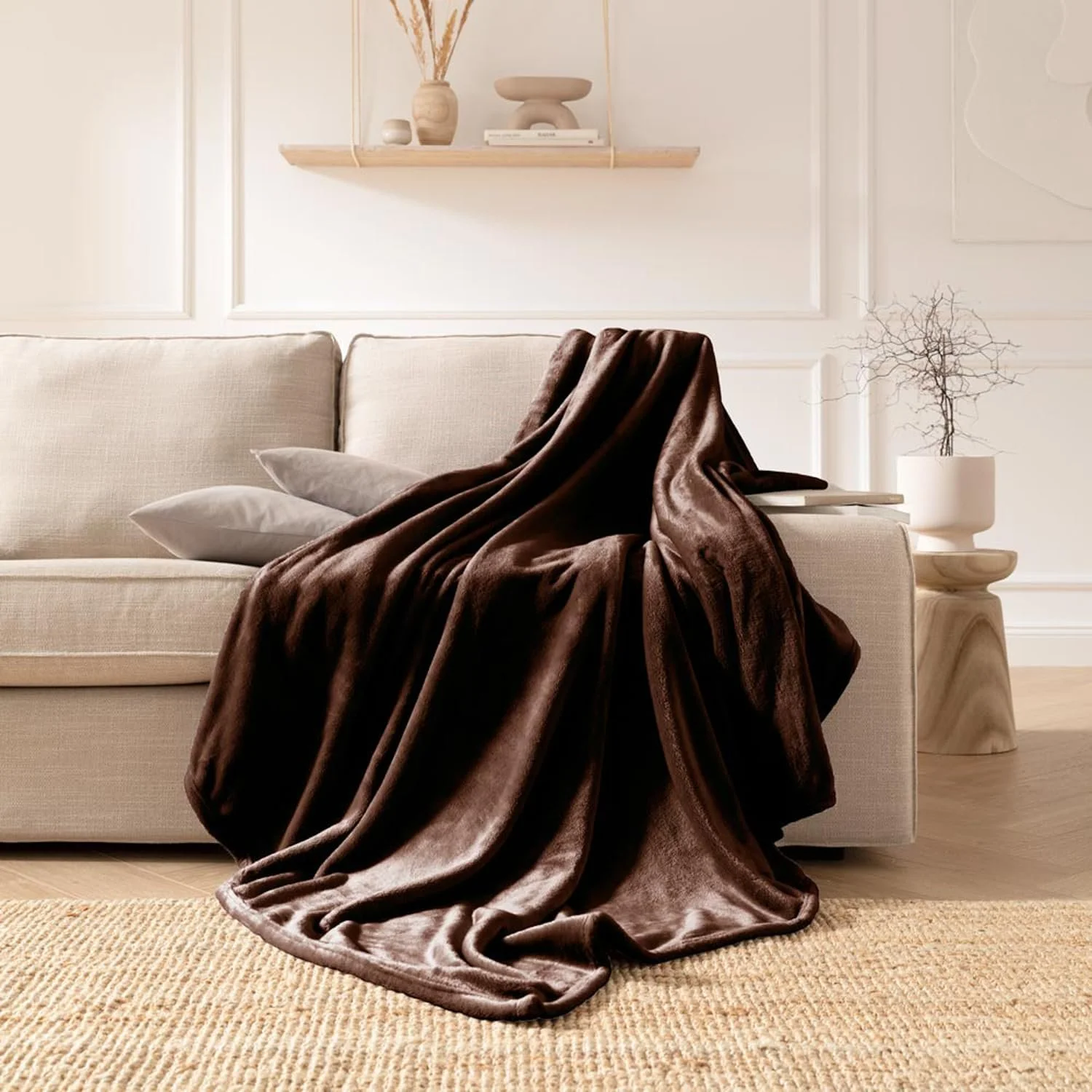 Покривало ESTELLA Polar Fleece Плюшева Коричнева Пухнаста Мікрофібра Фланелева Ідеально підходить для дивану 150 x 200 см, фото №5