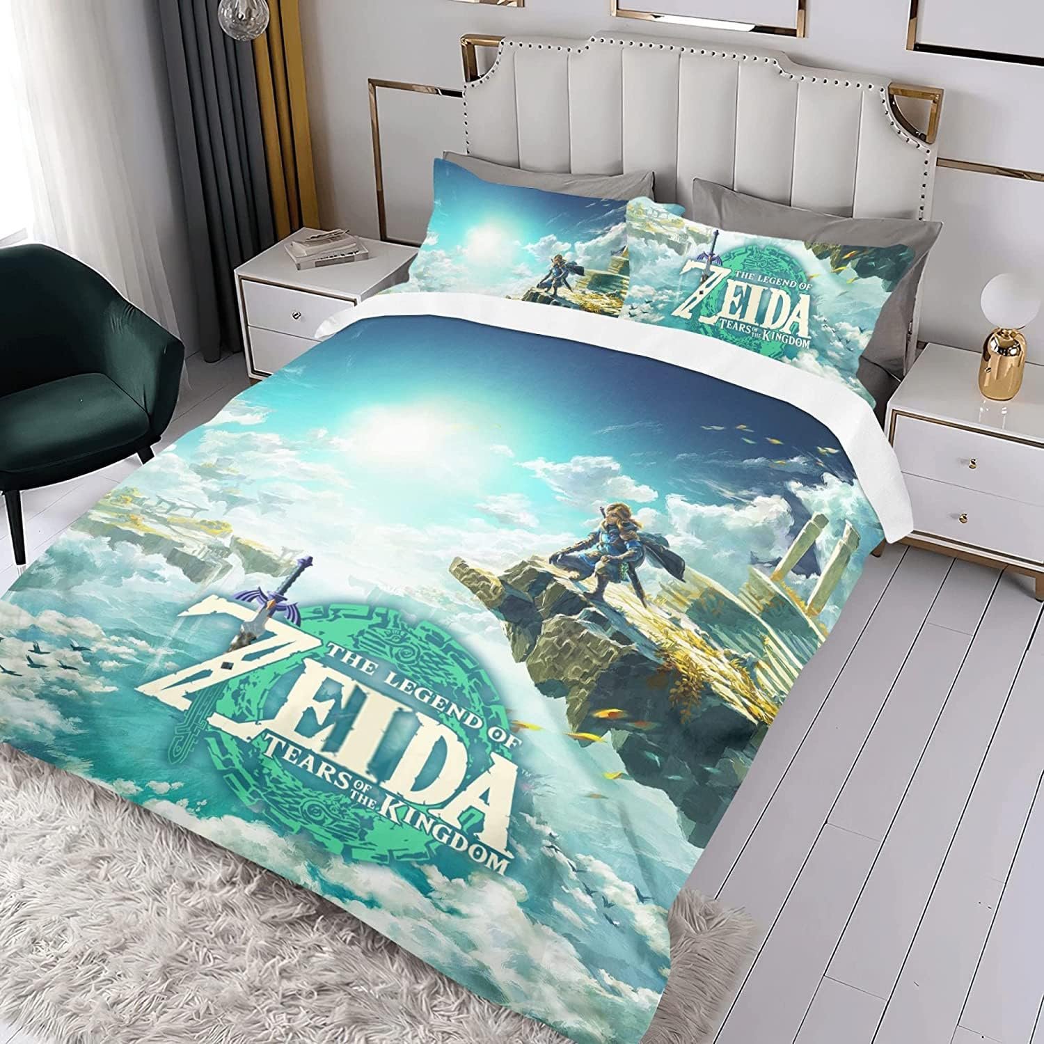 Постельное белье Zbeiba Kingdem Taer 135 x 200 см, комплект 3 предмета, со скрытой молнией, из микрофибры, всесезонный (A1, 135 x 200 + 2 x 80 x 80 см), фото №4