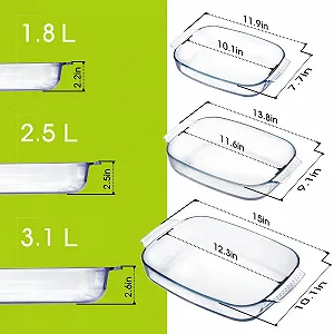 Набор форм для запекания 3 штуки боросиликатное стекло прямоугольные 1,8 л + 2,5 л + 3,1 л synthetic.ua - Фото 1