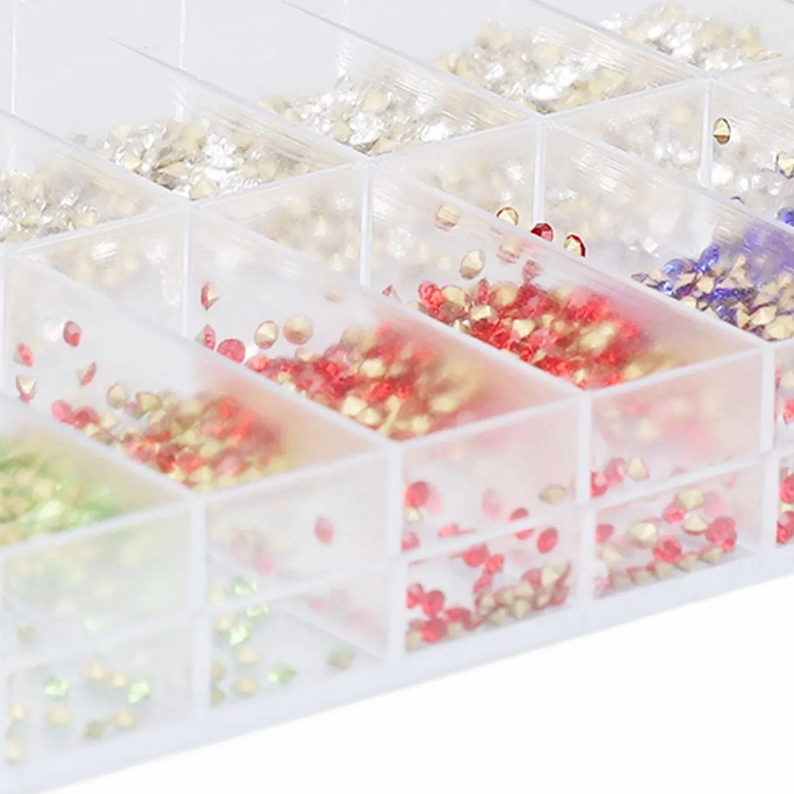 Набор Камней для рукоделия 18 Отделений Разноцветные Камни для рукоделия, ювелирных изделий, одежды, чехлов для телефонов, фото №7