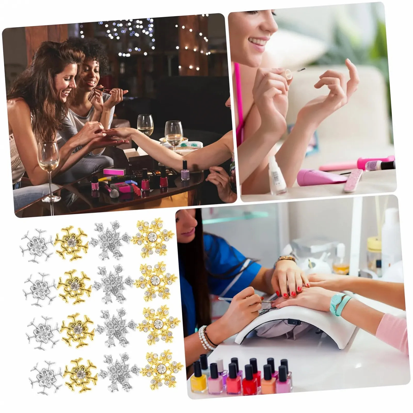 Украшение для ногтей Снежинка FRCOLOR 3D, 160 шт, Белый Бриллиантовый Сплав, фото №2