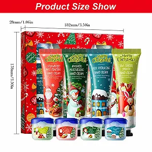Набір для рук: крем для рук + помада, Різдвяний набір кремів для рук (4 x крем для рук, 4 x бальзам для губ) synthetic.ua - Фото 1