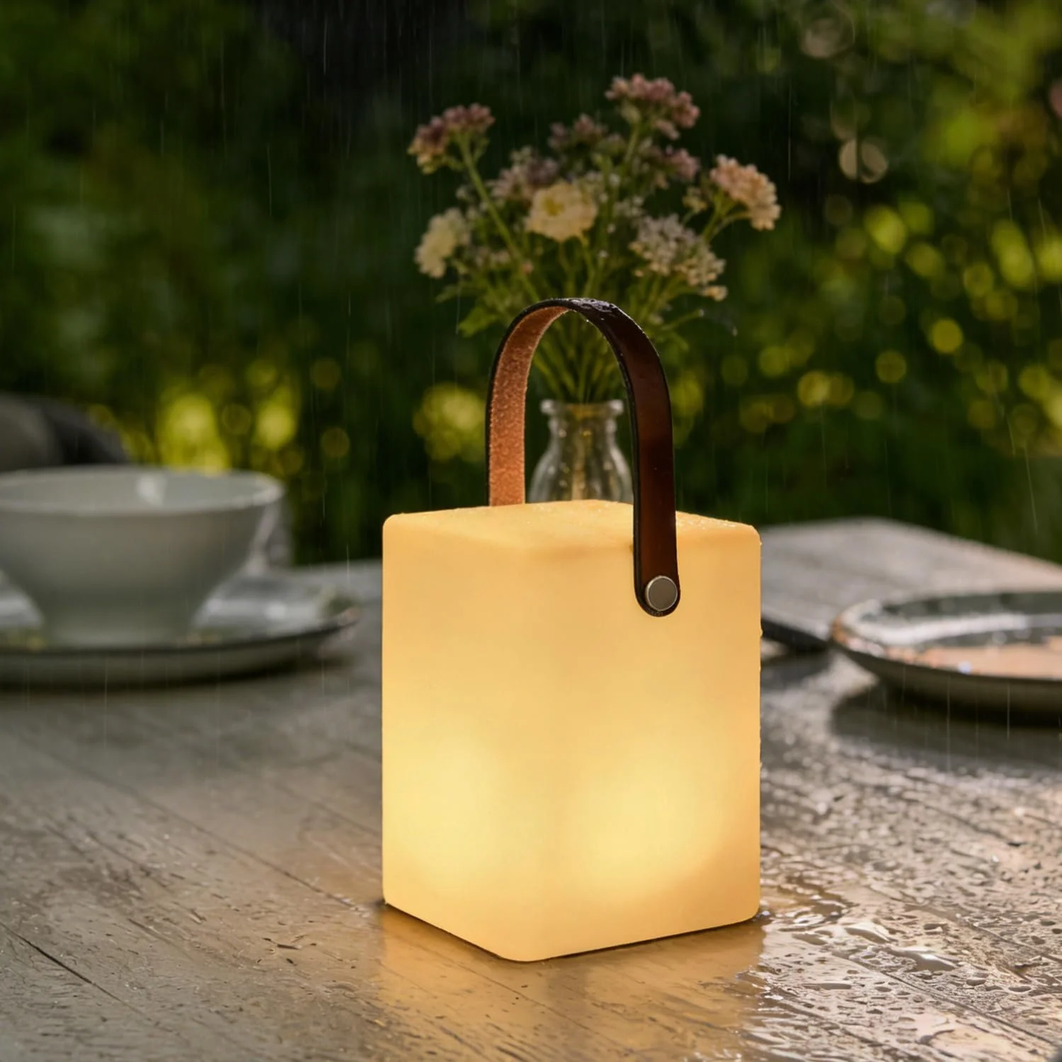 Настольная лампа уличная с пультом дистанционного управления теплая белая 8 цветов водонепроницаемая квадратная, фото №7