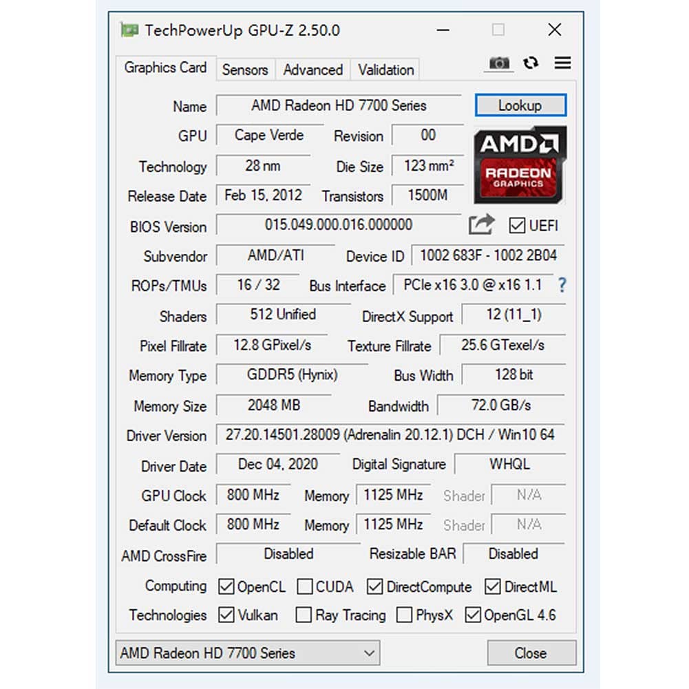 Відеокарта QTHREE HD 7750 2 ГБ GDDR5 128-біт Low Profile, фото №6