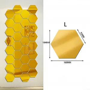 Настінна наклейка Дзеркальна плитка Hexagon 24 шт. Gold synthetic.ua - Фото 1