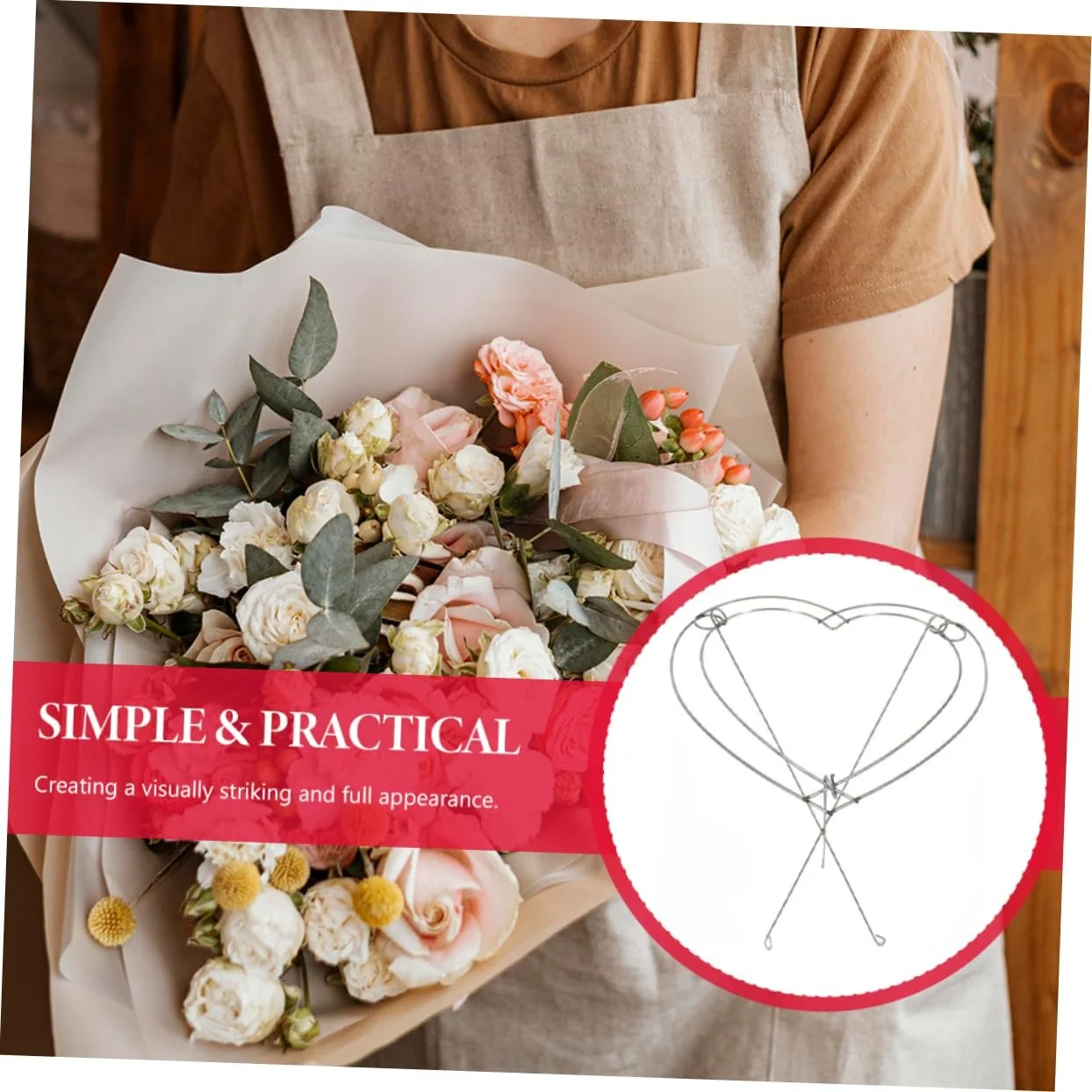 Металевий тримач для квіткових композицій HEMOTON у формі серця, фото №9 Металевий тримач для квіткових композицій HEMOTON у формі серця, фото №9