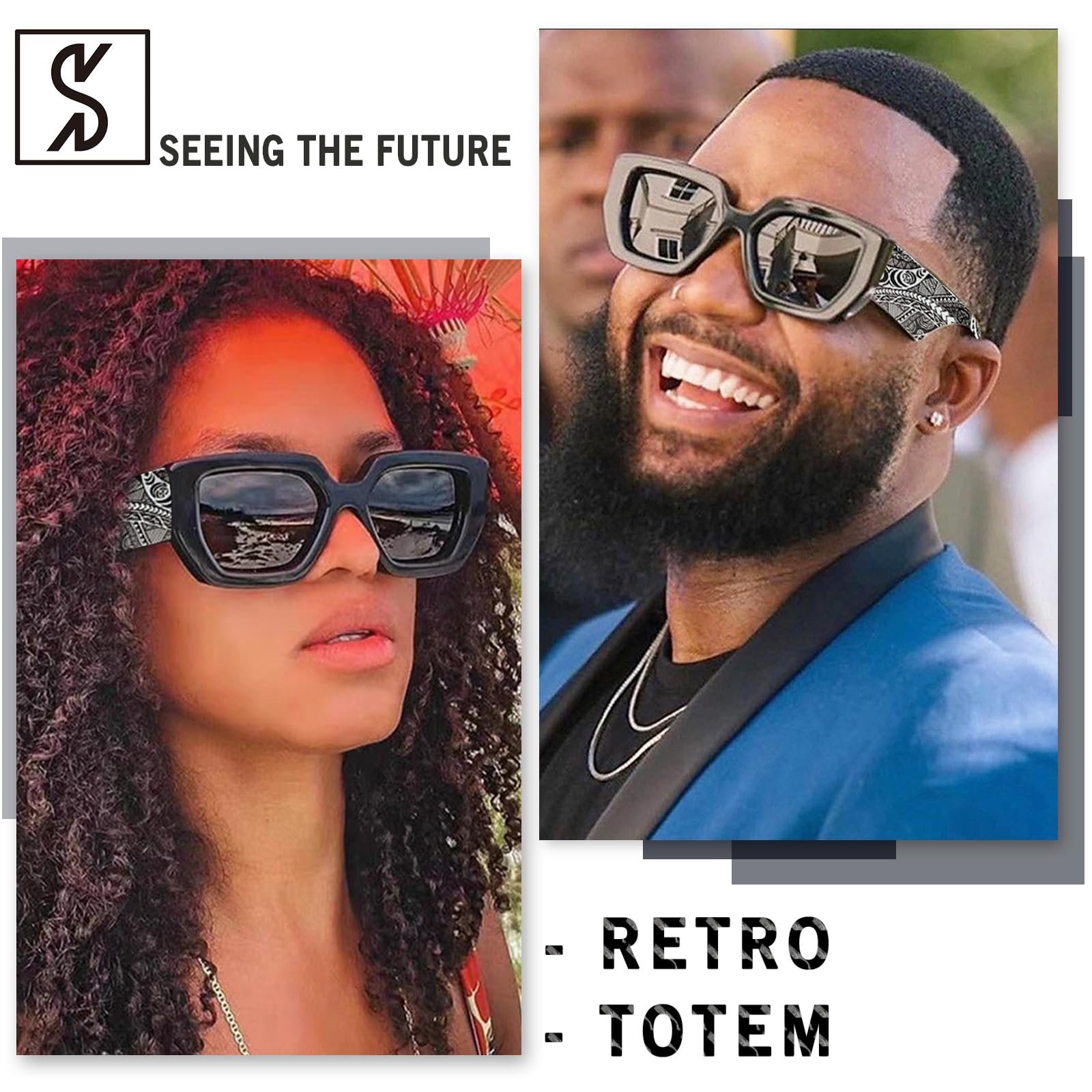 Сонцезахисні окуляри Ретро SHEEN KELLY Oversized Квадратні окуляри-метелики T1, фото №3