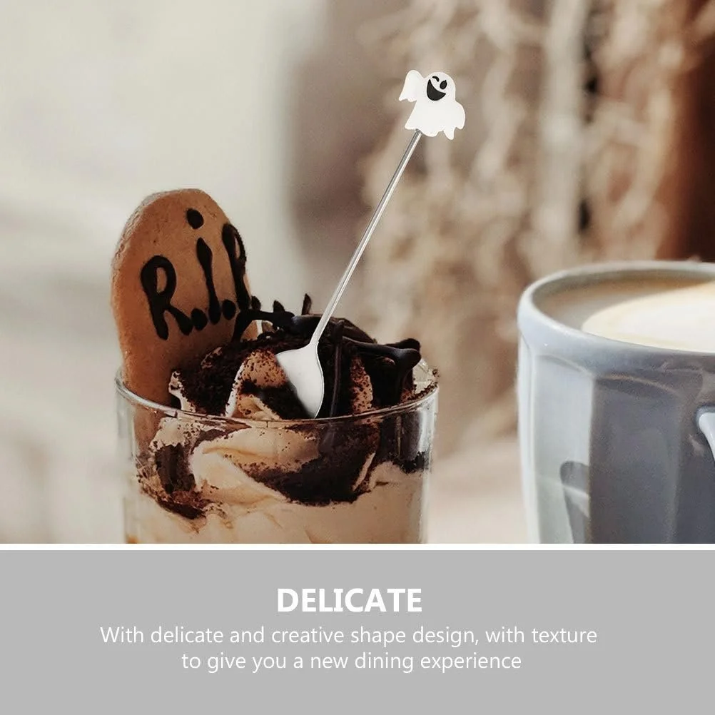 Ложка UPKOCH Хелловін Гарбуз, Капелюх Відьми, Привид Срібний, 6 шт, фото №9