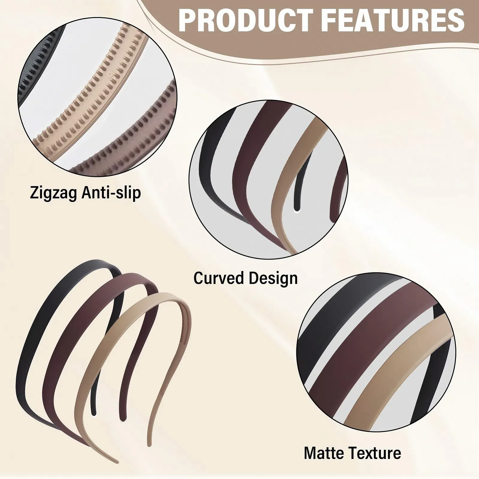 Обруч Зигзаг с клипсами, 3 шт., для женщин, фото №3