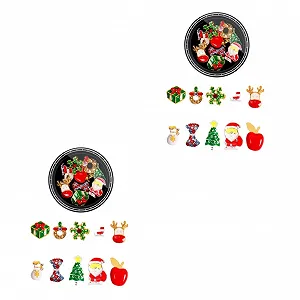 Украшения для ногтей FRCOLOR Рождественские 2 шт. Аксессуары для маникюра со сплавными заклепками Санта Клаус и снежинки Креативные украшения для ногтей для праздничных случаев - Фото 1