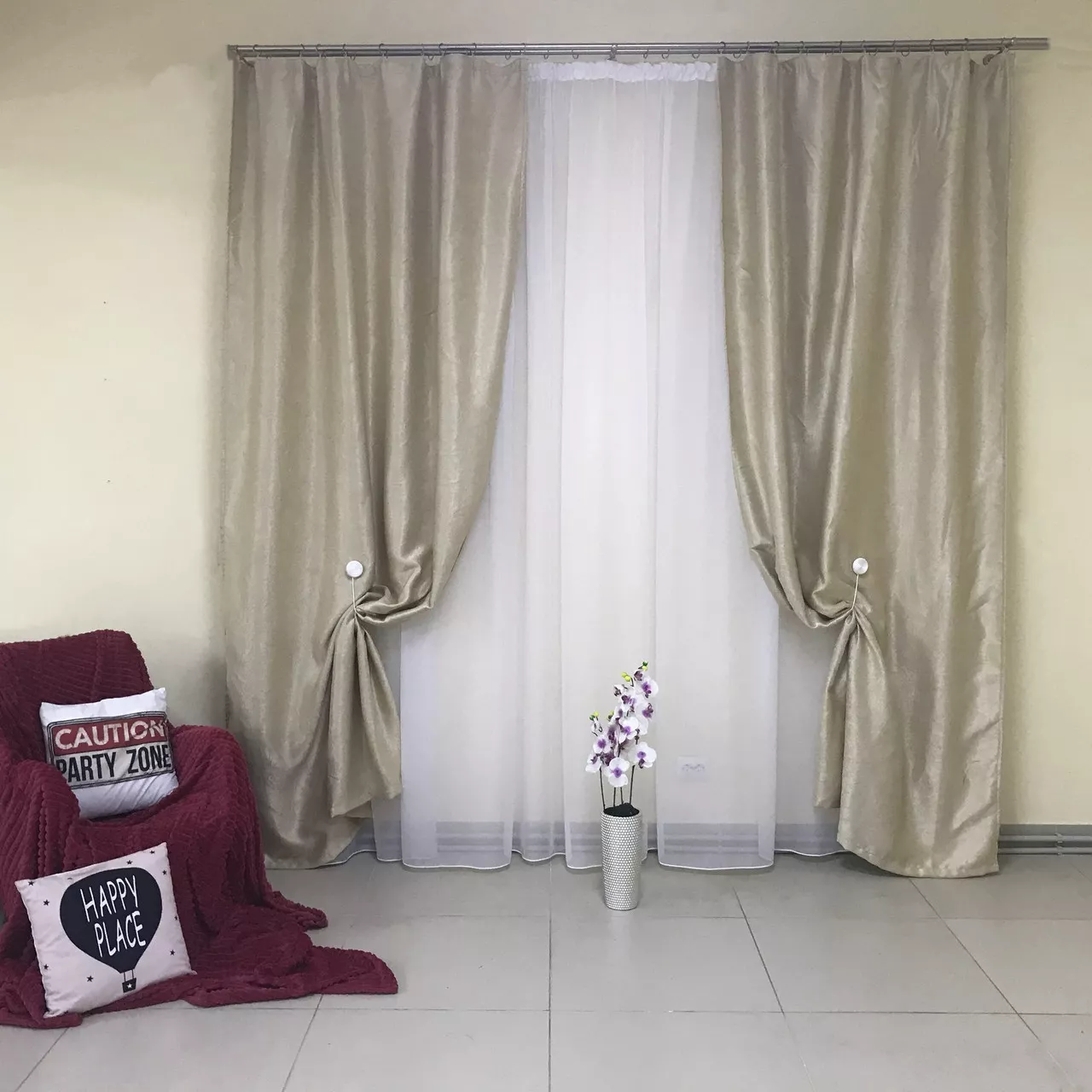 Шторы в детскую двухсторонние Блэкаут софт 150x270 cm (2 шт) ALBO Бежевые (SH-250-2), фото №3