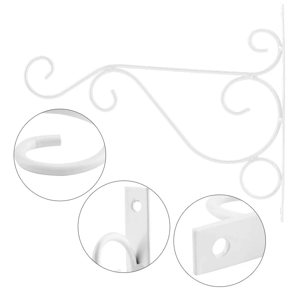 Металева підставка для рослин Jeffergarden настінна залізна з декоративним гачком біла, фото №5