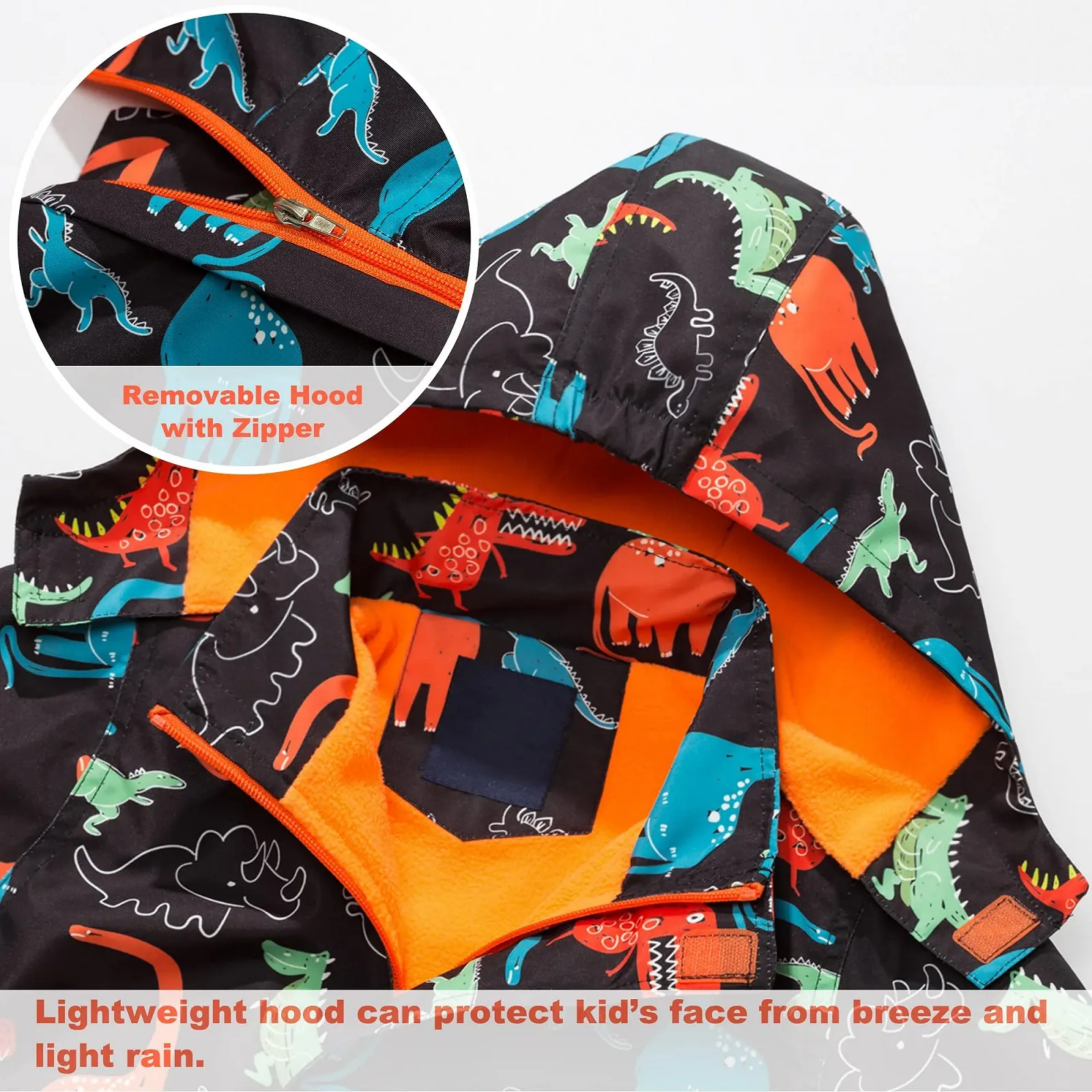 Куртка дощова Fewlby для хлопчиків з капюшоном, водонепроникна, фото №3