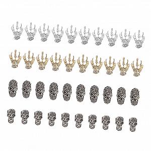 Подвески для ногтей FOMIYES Хэллоуин 40 шт. Череп DIY украшения для ногтей из цинкового сплава и страз для украшения ногтей - Фото 1