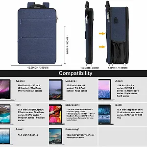 Рюкзак для ноутбука ZINZ Slim and Expandable 13 14 15 16 дюймів Водонепроникний synthetic.ua - Фото 1