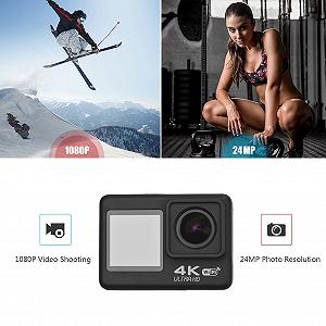 Екшн-камера Andoer 4K 60FPS водонепроникна 30M 170° ультраширокий кут WiFi з пультом, акумулятор 1 Li-Ion, комплект кріплень Чорний synthetic.ua - Фото 1
