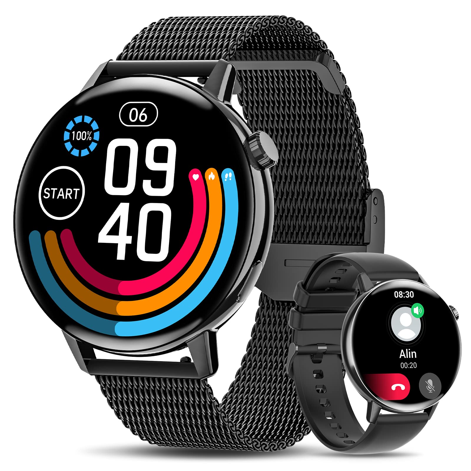 Смарт-часы SWGOTA I39H с функцией телефона громкоговоритель наручные часы 1.32 дюйма полный сенсорный экран фитнес-часы с монитором сердечного ритма SpO2 сна шагомер 20 спортивных режимов IP67 для Android iOS черный, фото №1