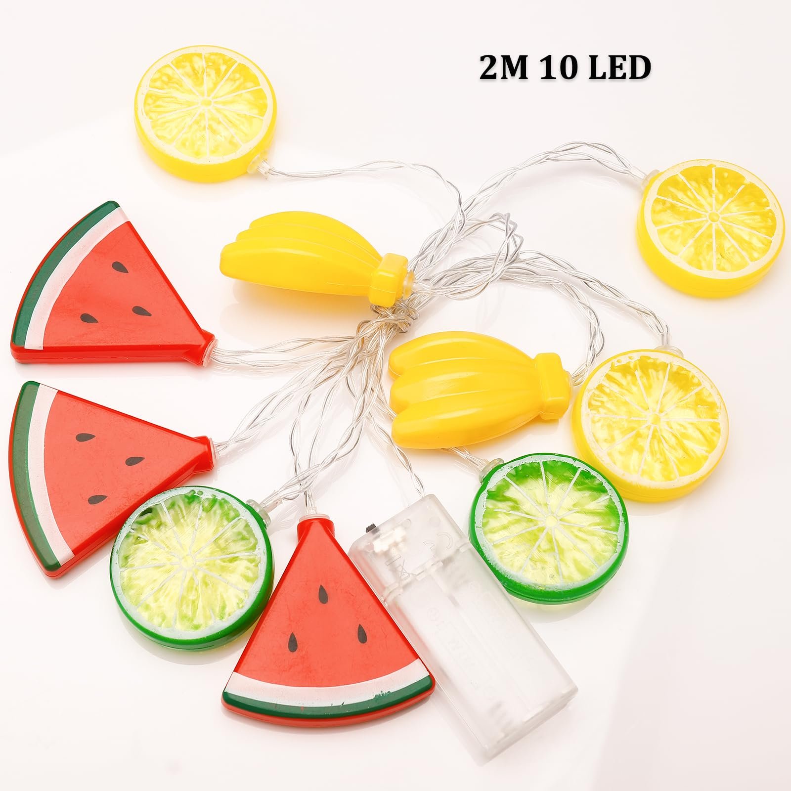 Гірлянда ENLACE світлодіодна, 2 м, 10 LED, фруктова, на батарейках, кавун, лайм, лимон, банан, фото №2