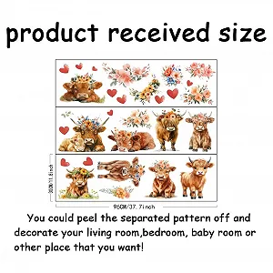 Наклейка на стіну SUPERDANT Хайлендська корова Акварель Вінілова 96 x 30 см synthetic.ua - Фото 1