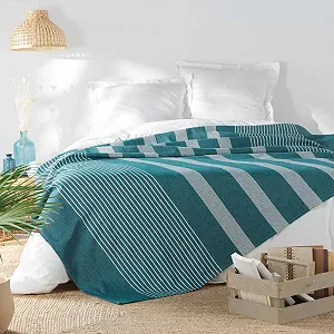 Покривало Douceur d'Intérieur Adele Синій Бавовна та Поліестер (220 x 240 см) synthetic.ua - Фото 1