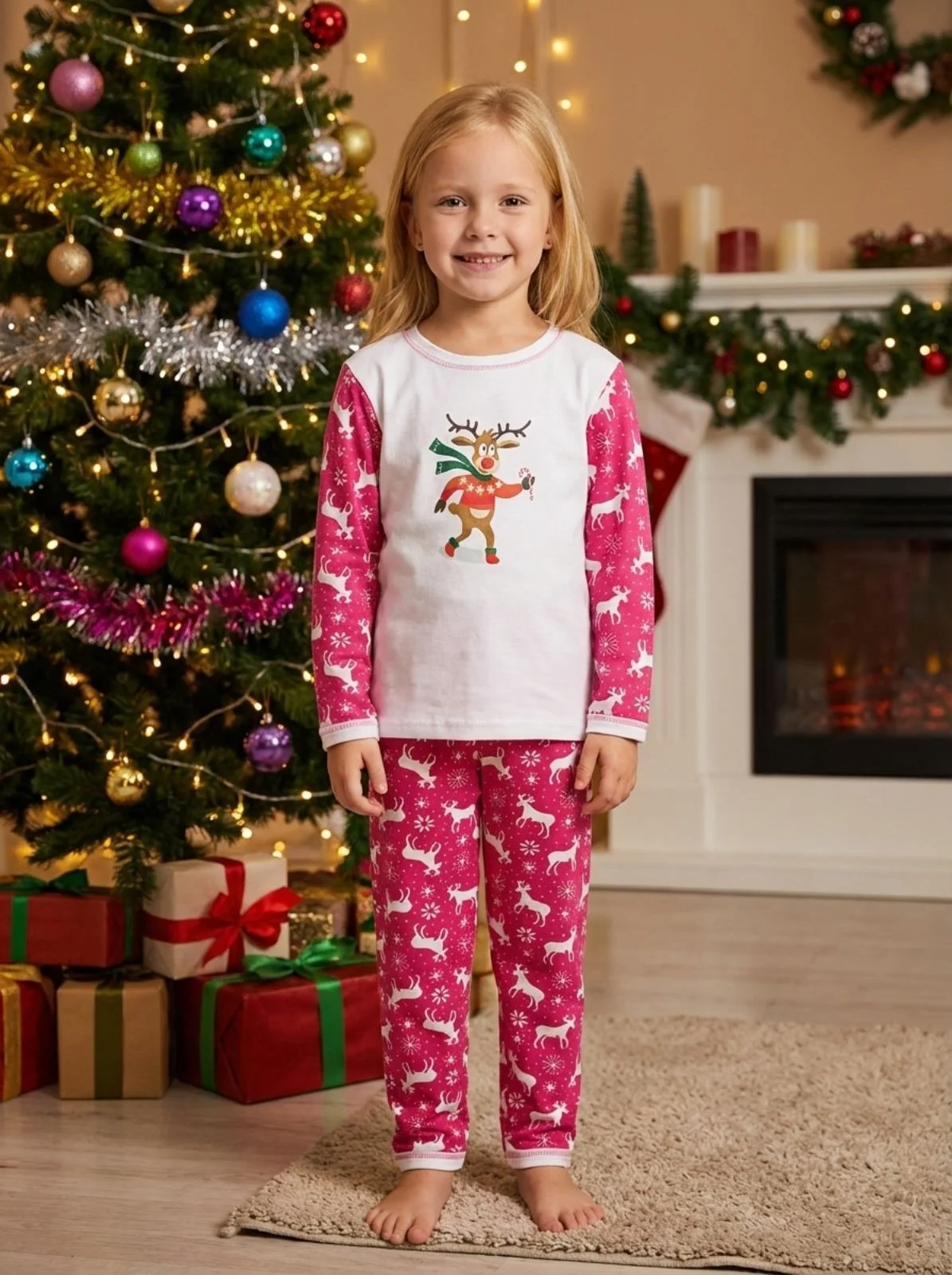 Новогодняя пижама для мальчиков и девочек от 74 до 104 см с начесом, фото №2