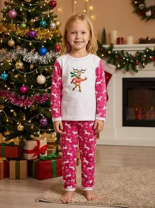 Новогодняя пижама для мальчиков и девочек от 74 до 104 см с начесом synthetic.ua - Фото 1