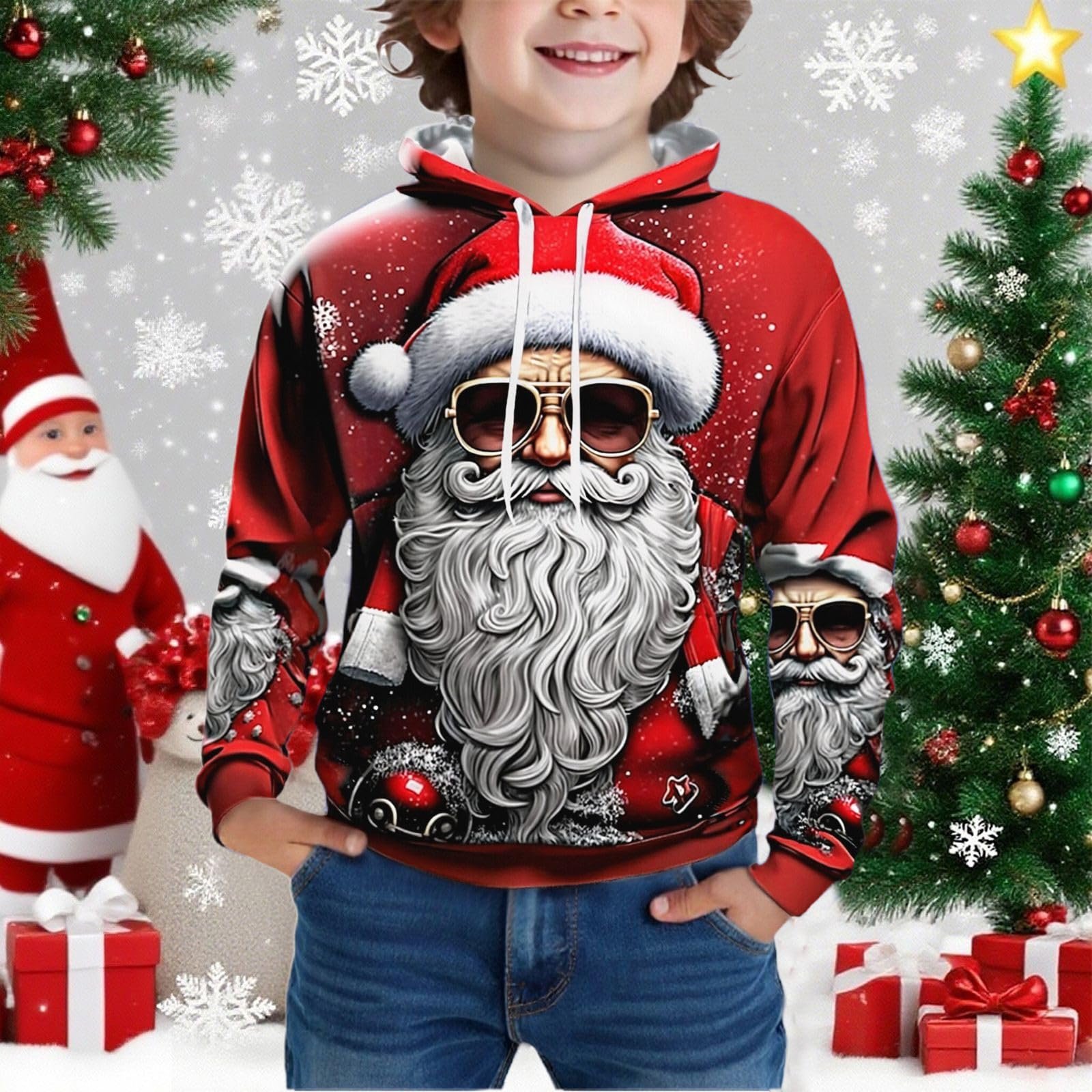 Худі Generisch З принтом Санти для хлопчиків, фото №5