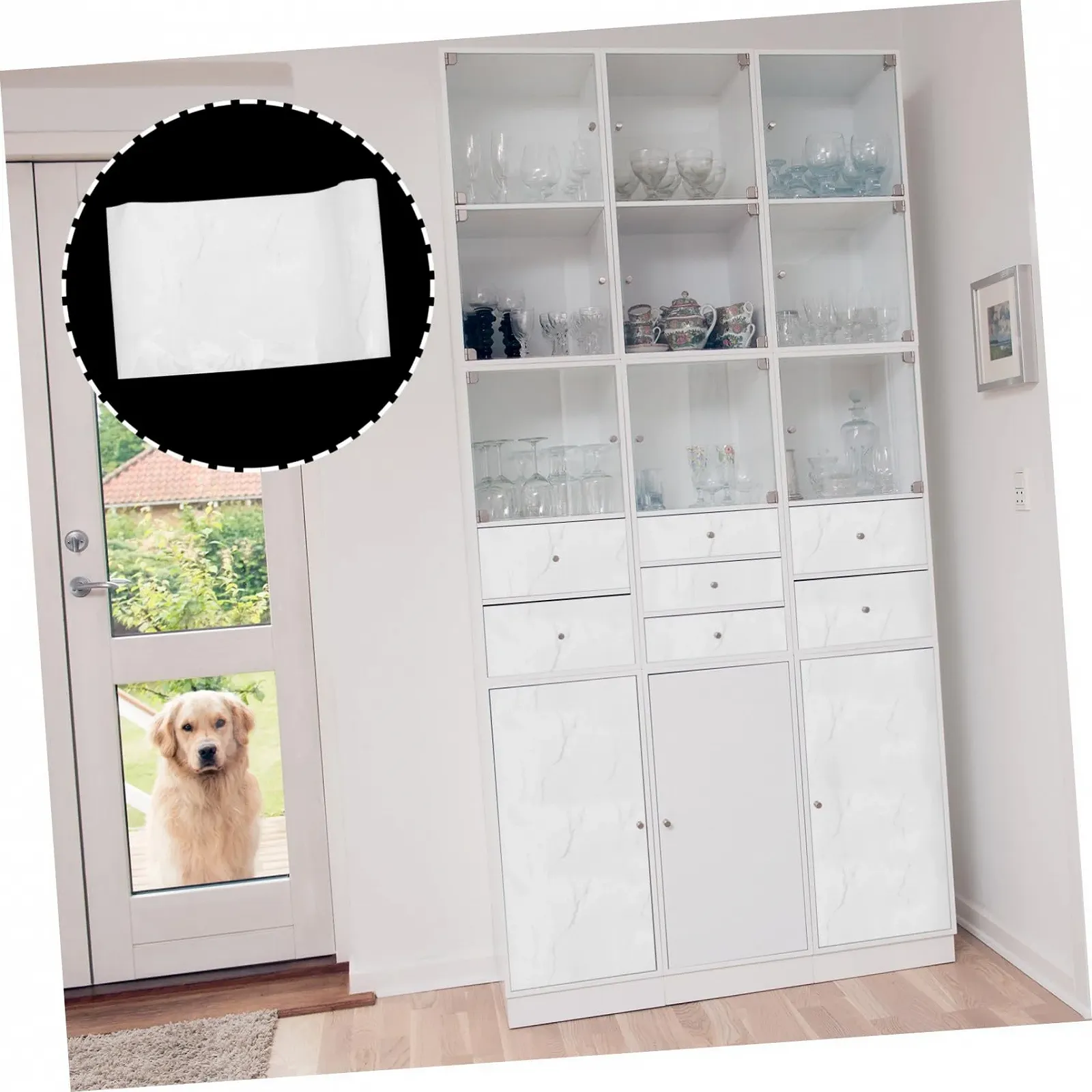 Наклейка-плівка на стіну Мармурова водостійка Біла з візерунком тріщин, фото №3 Наклейка-плівка на стіну Мармурова водостійка Біла з візерунком тріщин, фото №3