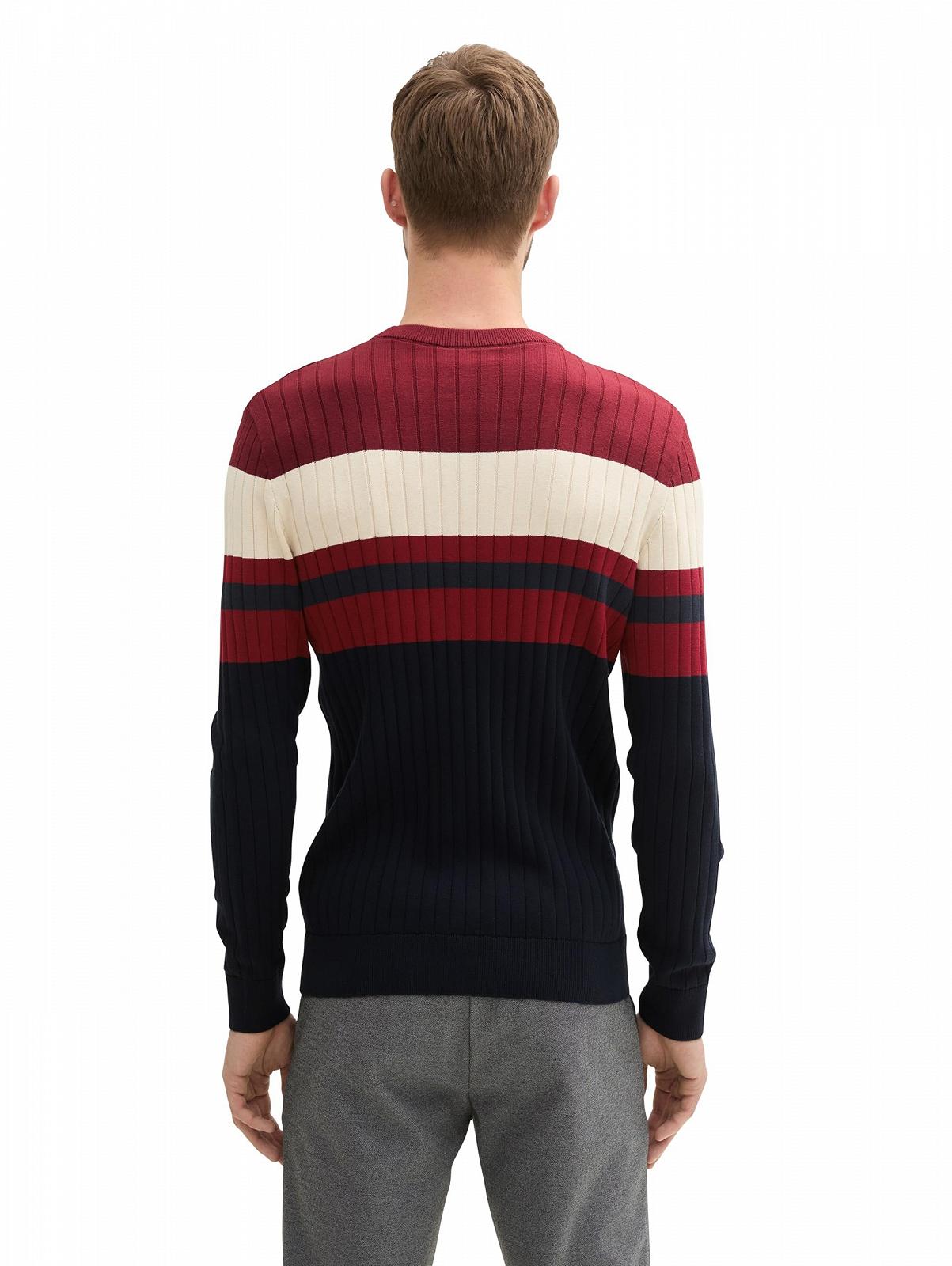 Джемпер чоловічий Basic Knitted в смужку TOM TAILOR, фото №3