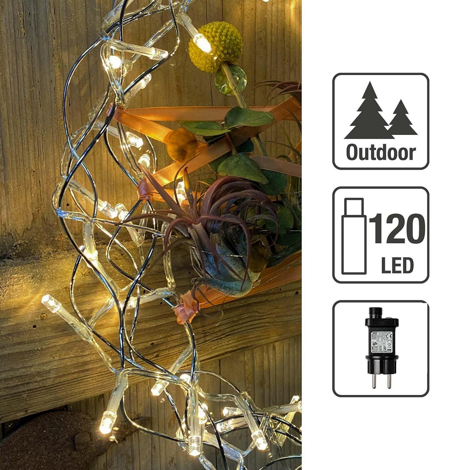 Гірлянда Hellum 150759 LED, 120 теплих білих світлодіодів, 11,90 м, прозорий кабель, фото №3