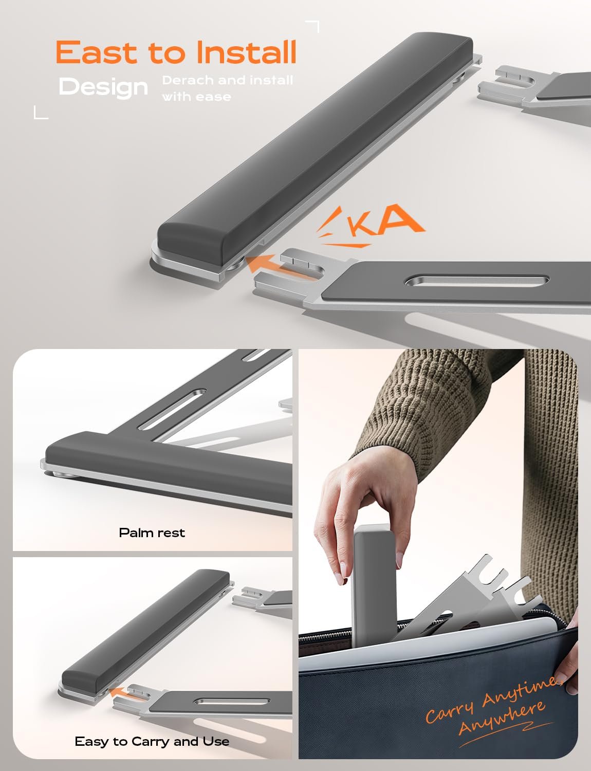 Подставка для ноутбука с поддержкой запястья, эргономичная съемная подставка для ноутбука, для MacBook Air Pro, HP, Dell, XPS, HP, фото №7