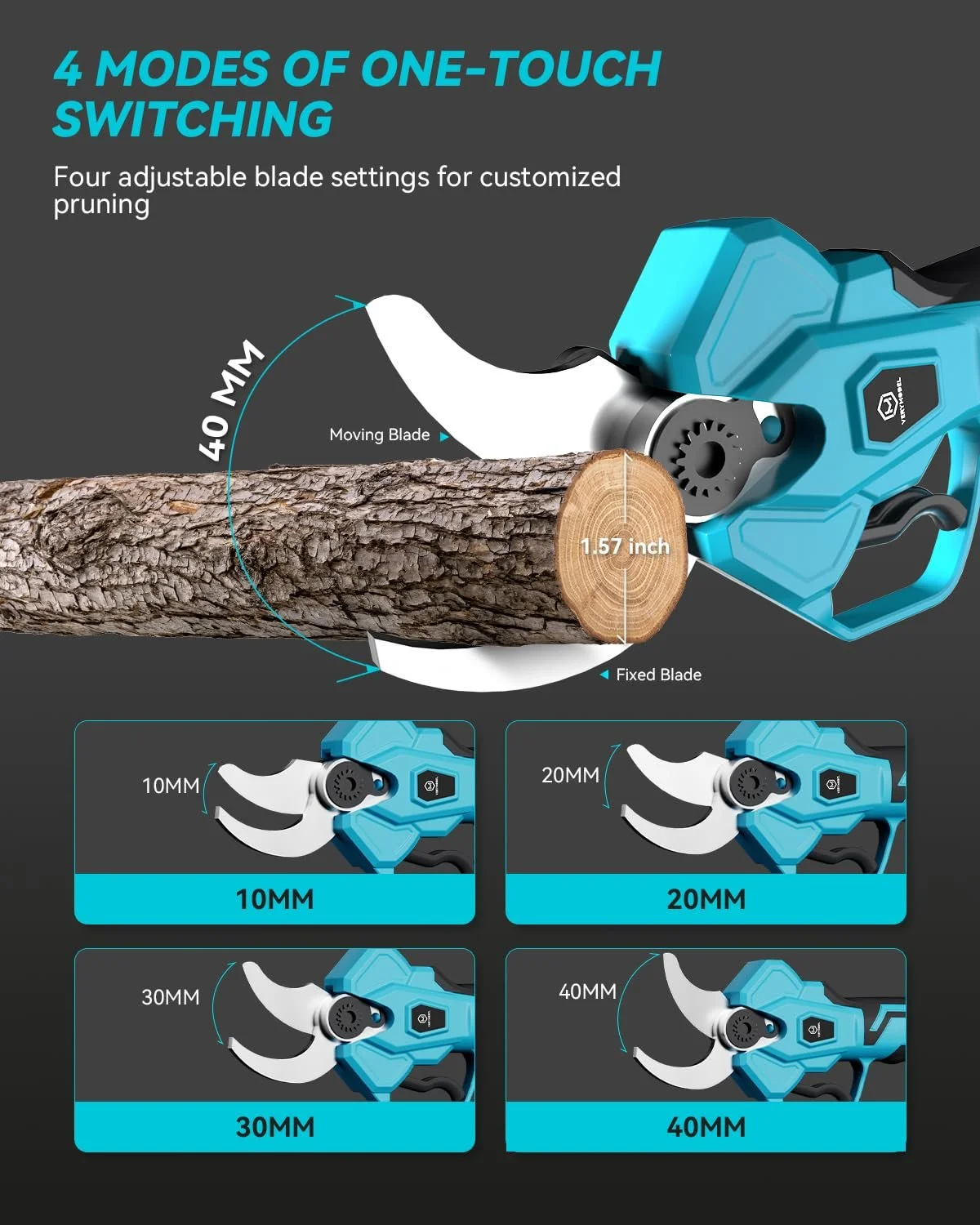 Ножиці для обрізки VERYMODEL акумуляторні 40 мм, 2 x 4000 mAh, фото №5